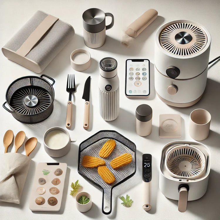 Stijlvolle flat-lay van trendy keuken-en thuisgadgets!