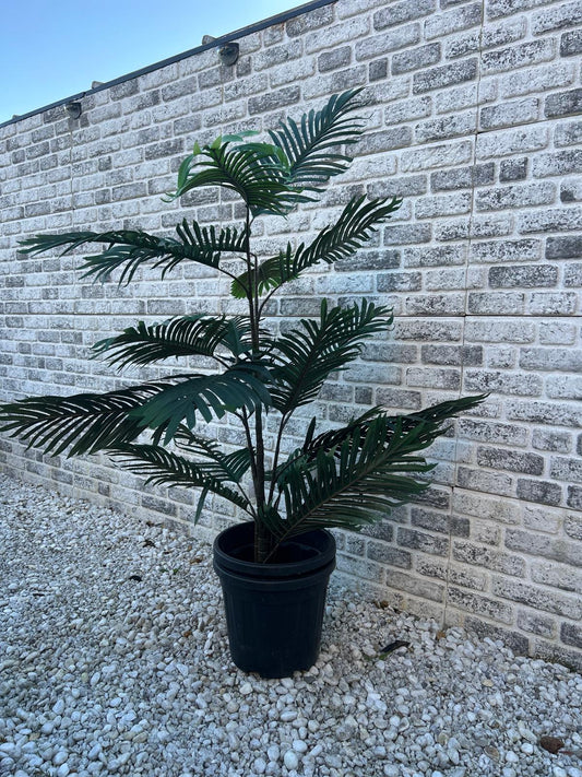 Luxe areca kunstpalmboom 140 cm - Realistische tropische plant voor een groen interieur.