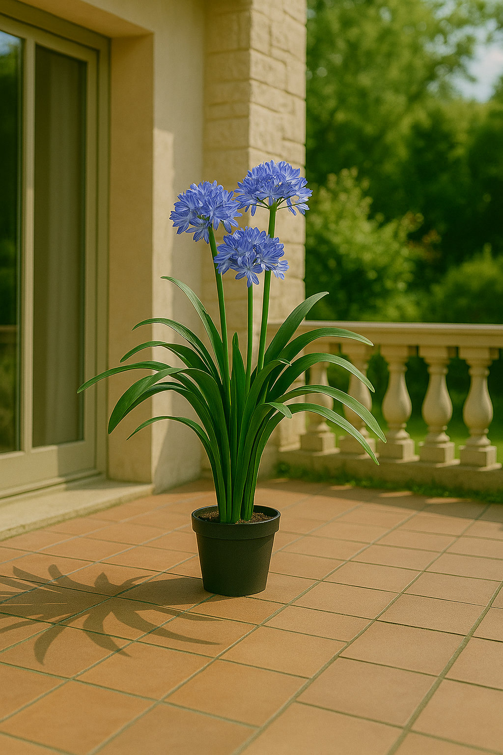 Levensechte blauwe Agapanthus - Luxueus op een terras - Simply Zenies!